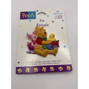 Vintage 1990s Hallmark Christmas Pin WINNIE THE POOH & PIGLET Disney Brooch NEW